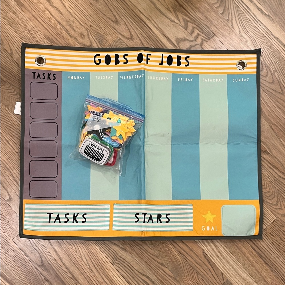 Crate&Barrel Blue & Yellow Kids Jobs Chart